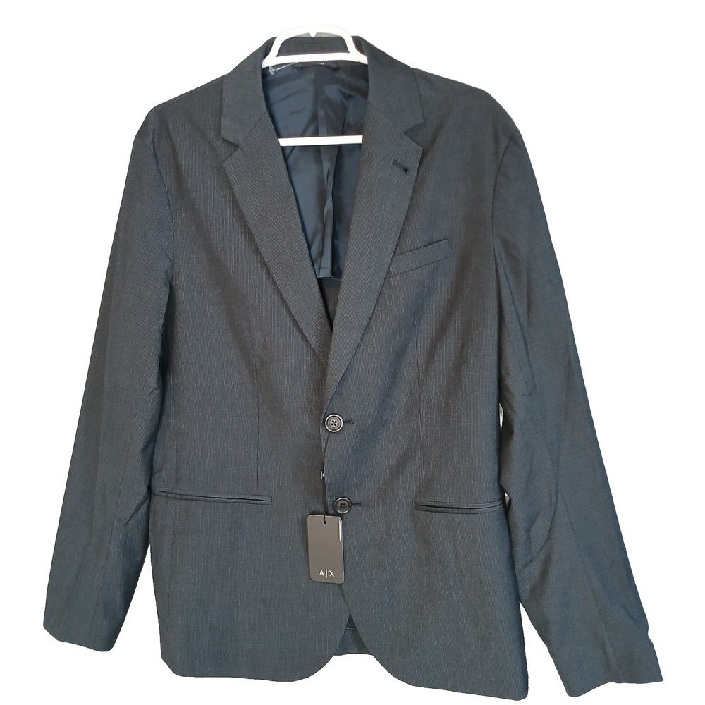 AX Armani Exchange Navy Blazer Modern Fit Stretch Two Button Mens Size 40 Jacket